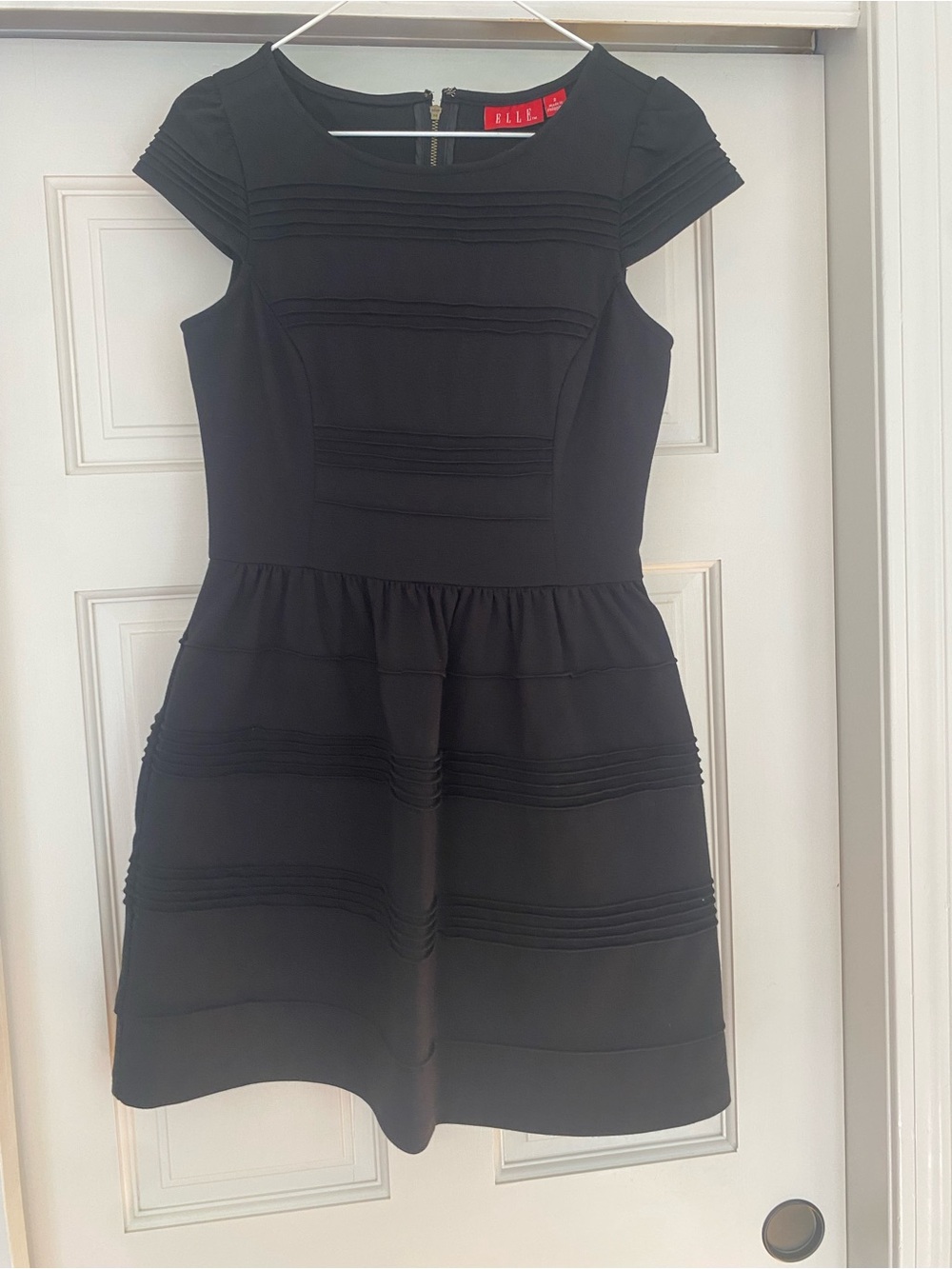 ELLE Black Mini Fit-and-Flare Dress with Cap Sleeves
